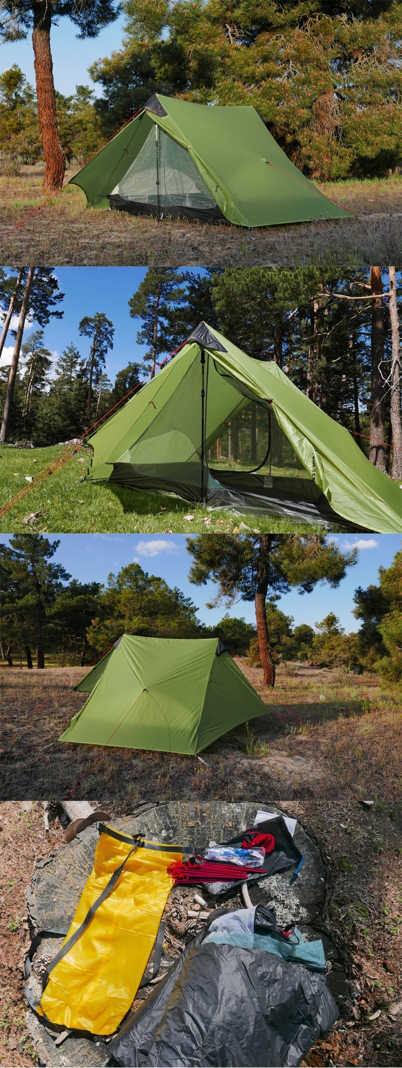 2021 New Version FLAME'S CREED LanShan 2 Person Oudoor Ultralight Camping Tent 3 Season Professional 15D Silnylon Rodless Tent