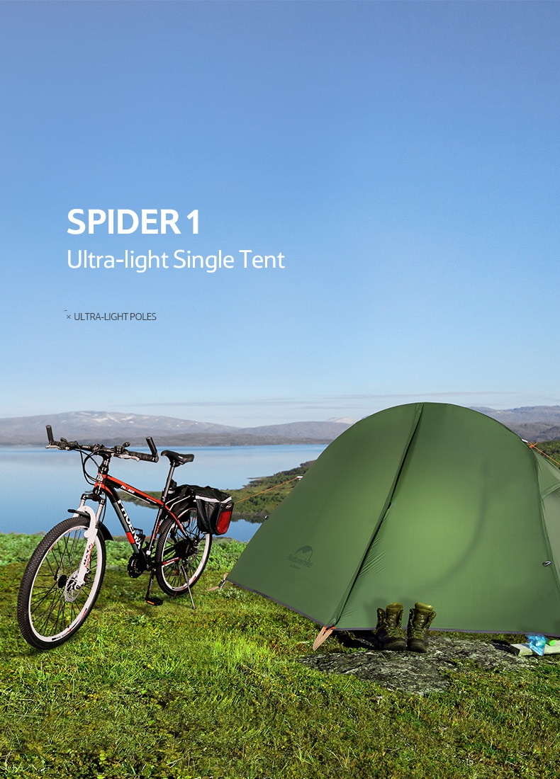 Naturehike Ultralight 1Person Camping Tent Backpacking Trekking Hiking Cycling Single Tents Waterproof PU4000 Green