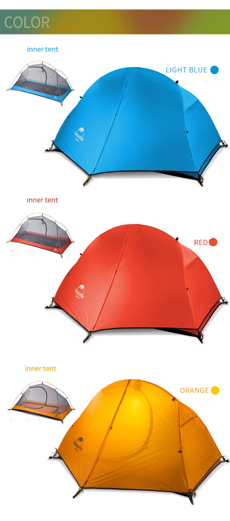 Naturehike Travel Backpack Tent Single Ultralight 20D/210T