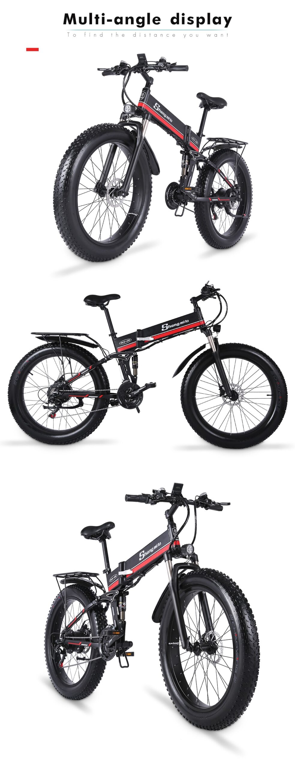 Shengmilo MX01 Electric Bike 1000W Men's Mountain Bike Folding bike Adult Electric Bicycle Fat Tire Ebike Beach Cruiser 40KM/H