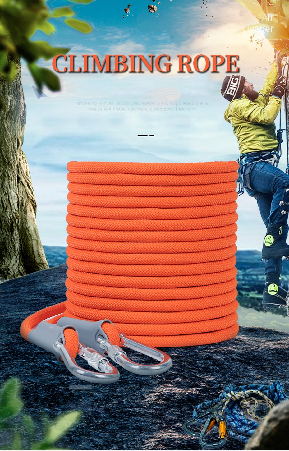XINDA Professional Rock Climbing Outdoor Trekking Hiking Accessories Floating Rope 10mm Diameter High Strength Cord Safety Rope