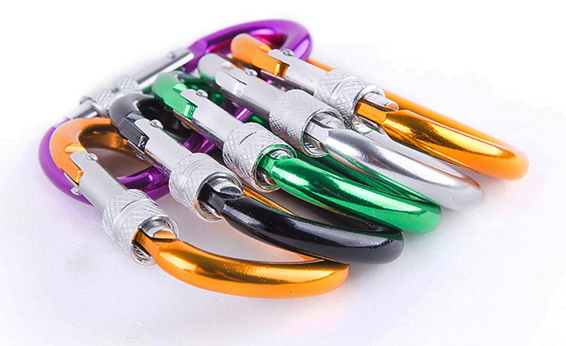 4 Size Aluminum Snap Carabiner D-Ring Key Chain Clip Keychain Hiking Camp Mountaineering Hook Climbing Accessories GYH