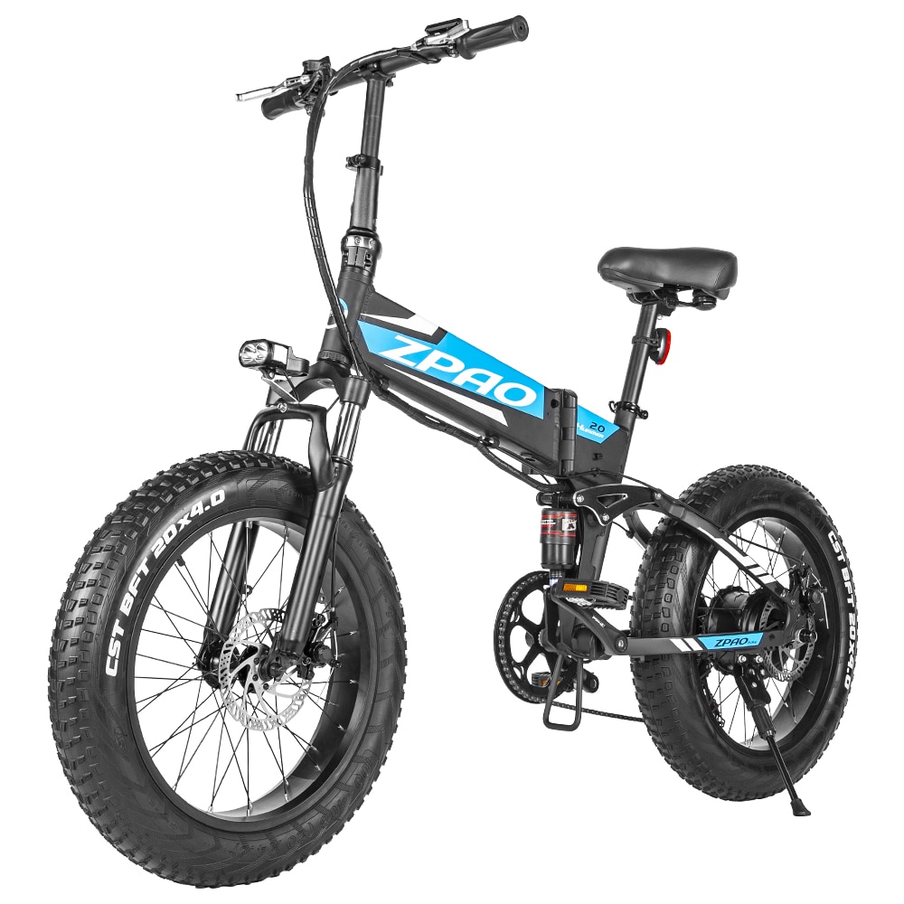 ZPAO Fat Tire 20x4.0 Inches Electric Bike Folding E Bike 500W 750W 48V 12.8Ah Lithium Battery Mountain Bike For Adults