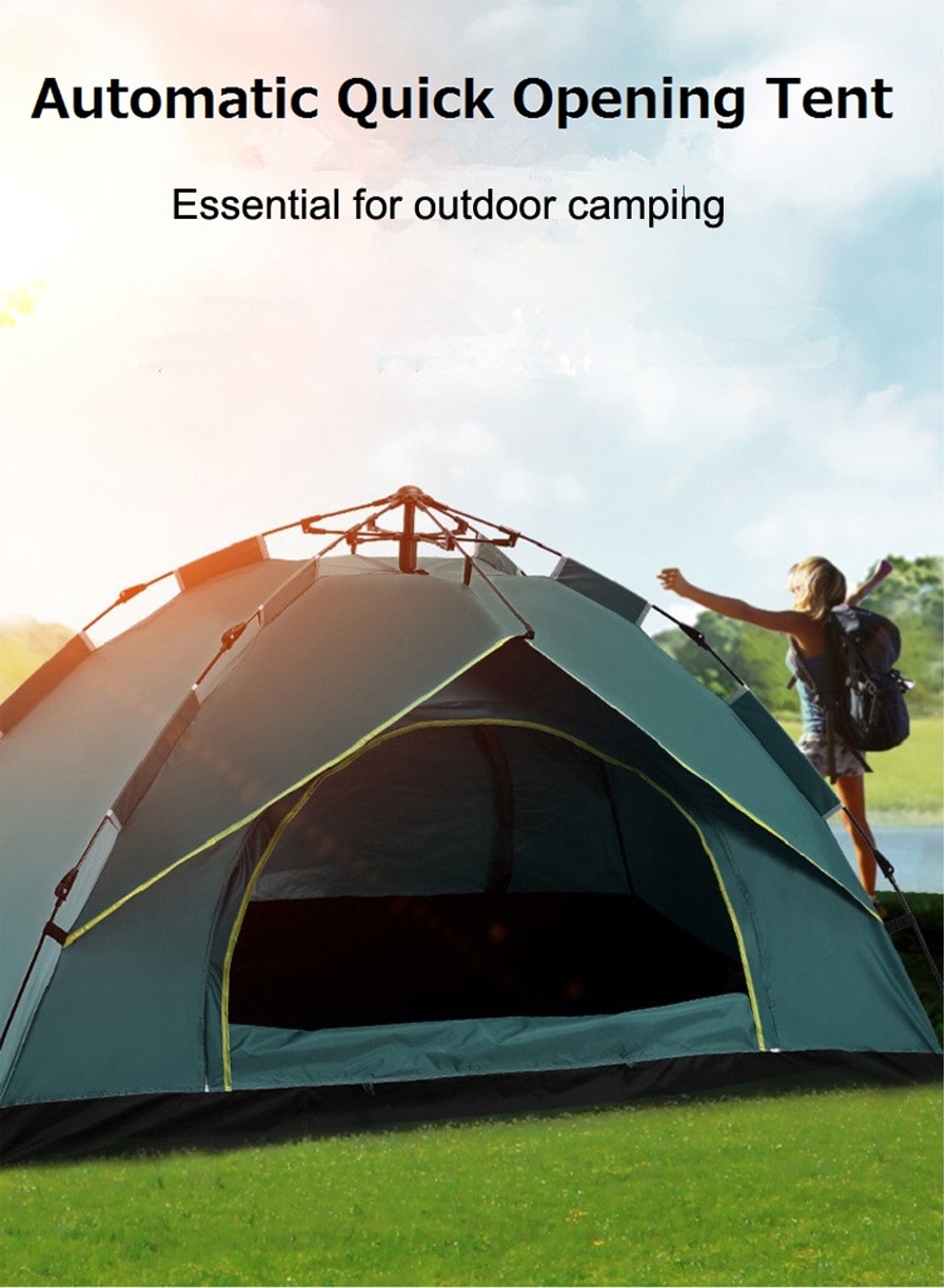 3-4 Person Fully Outdoor Automatic Quick Open Tent Waterproof Tent Camping Family Outdoor Llightweight Instant Setup Tent