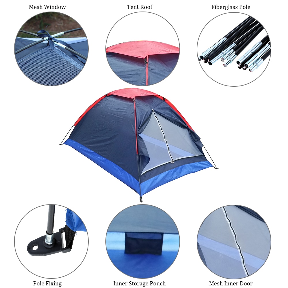 2 Person Waterproof Tent 3 Season Backpacking Hiking Tents for Camping Beach Travelling Double Layer Outdoor Tent