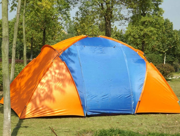 4-6 Person Double Layer Waterproof Camping Tent，Two Bedrooms Big Space Tent For Hiking Familiy Party Traveling Fishing 3 Colors
