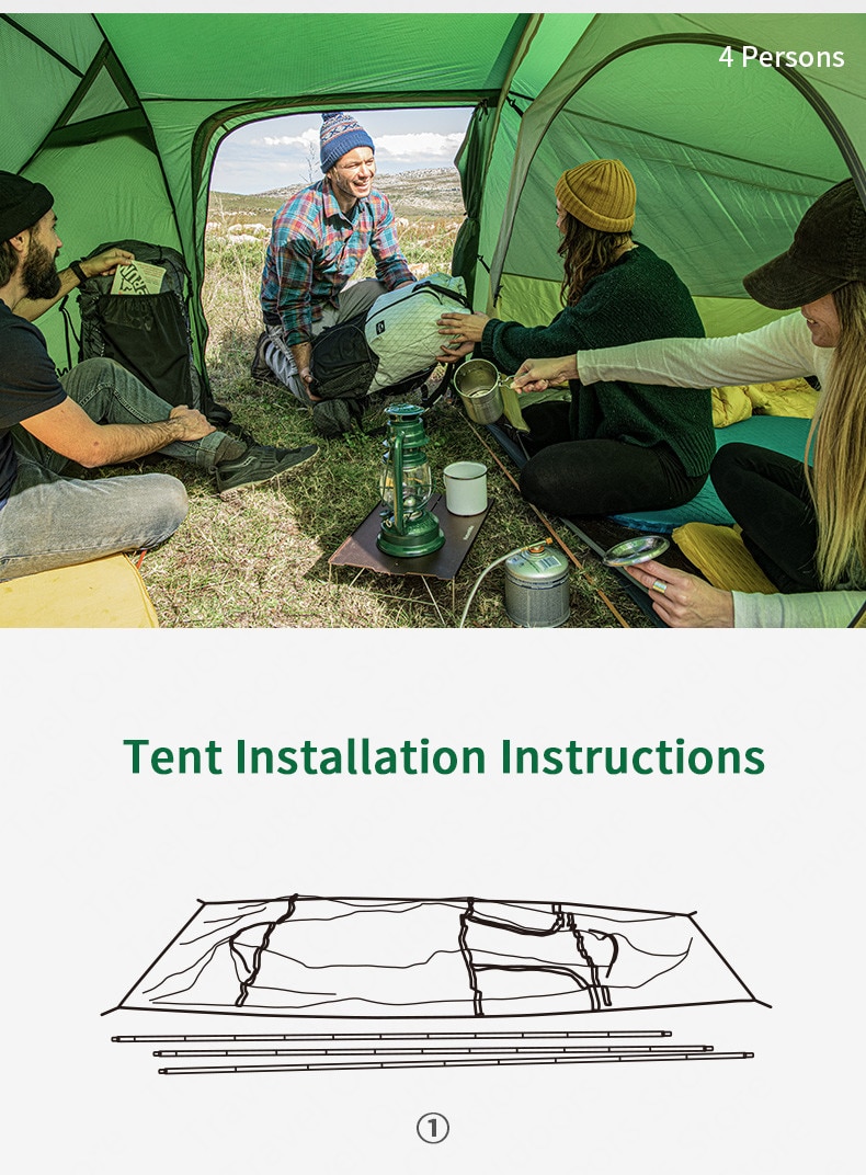 Naturehike Opalus Camping Tent Ultralight Tunnel Tent 3-4 Persons Large Space Fabric Outdoor Cycling Nature Hike Camping Tent