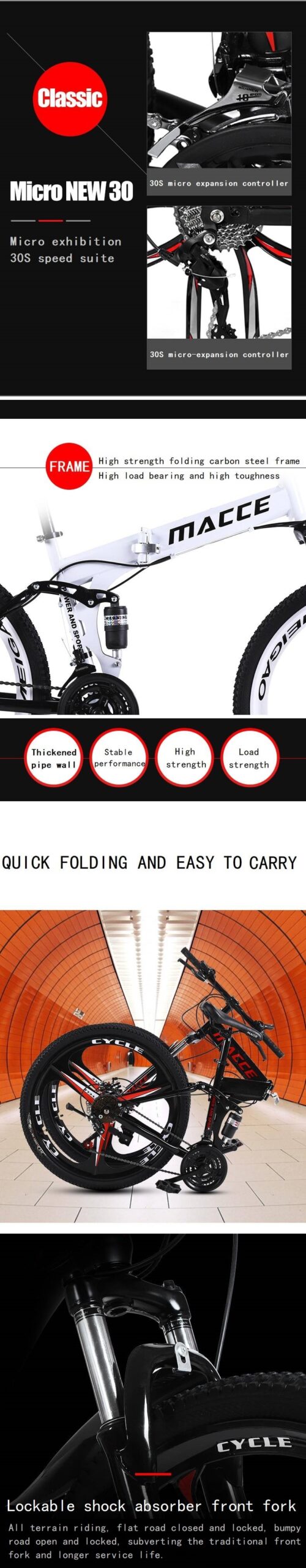 26-Inch Foldable Mountain Bike Variable Speed Bicycle