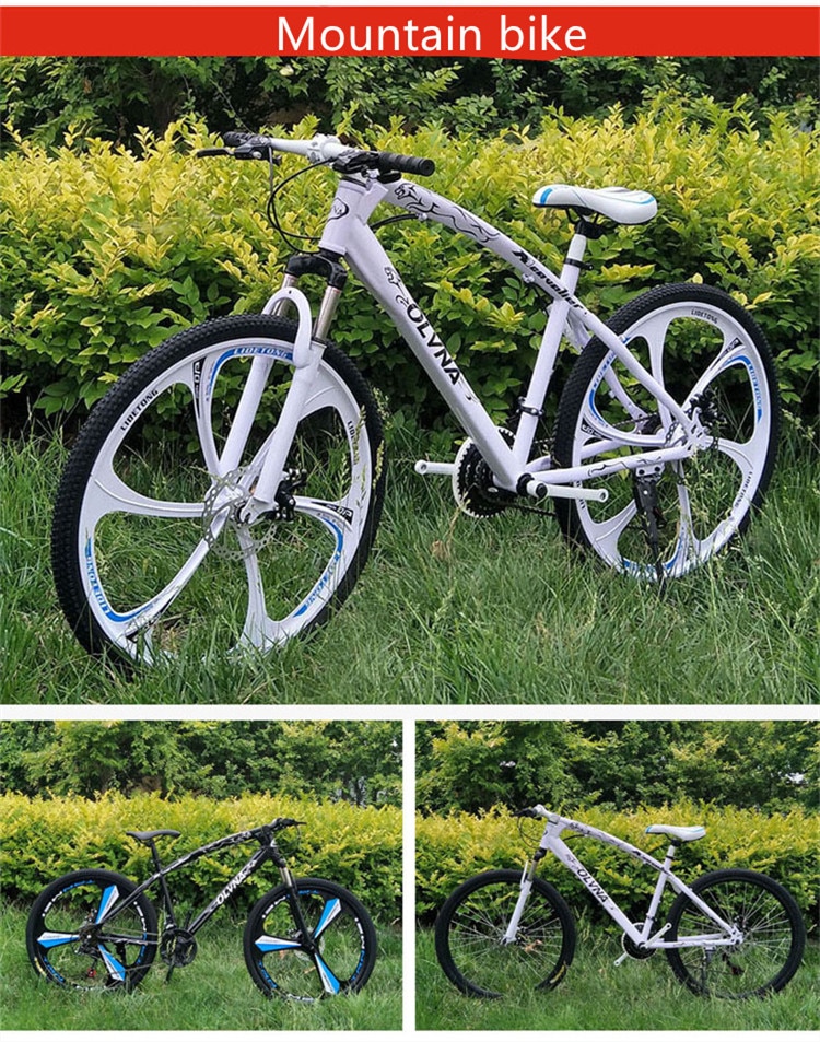 26 Inch Mountain Bike Variable Speed Shock Absorption 21/24 Speed Front And Rear Double Disc Brake Spring Fork Bicycle Cycling