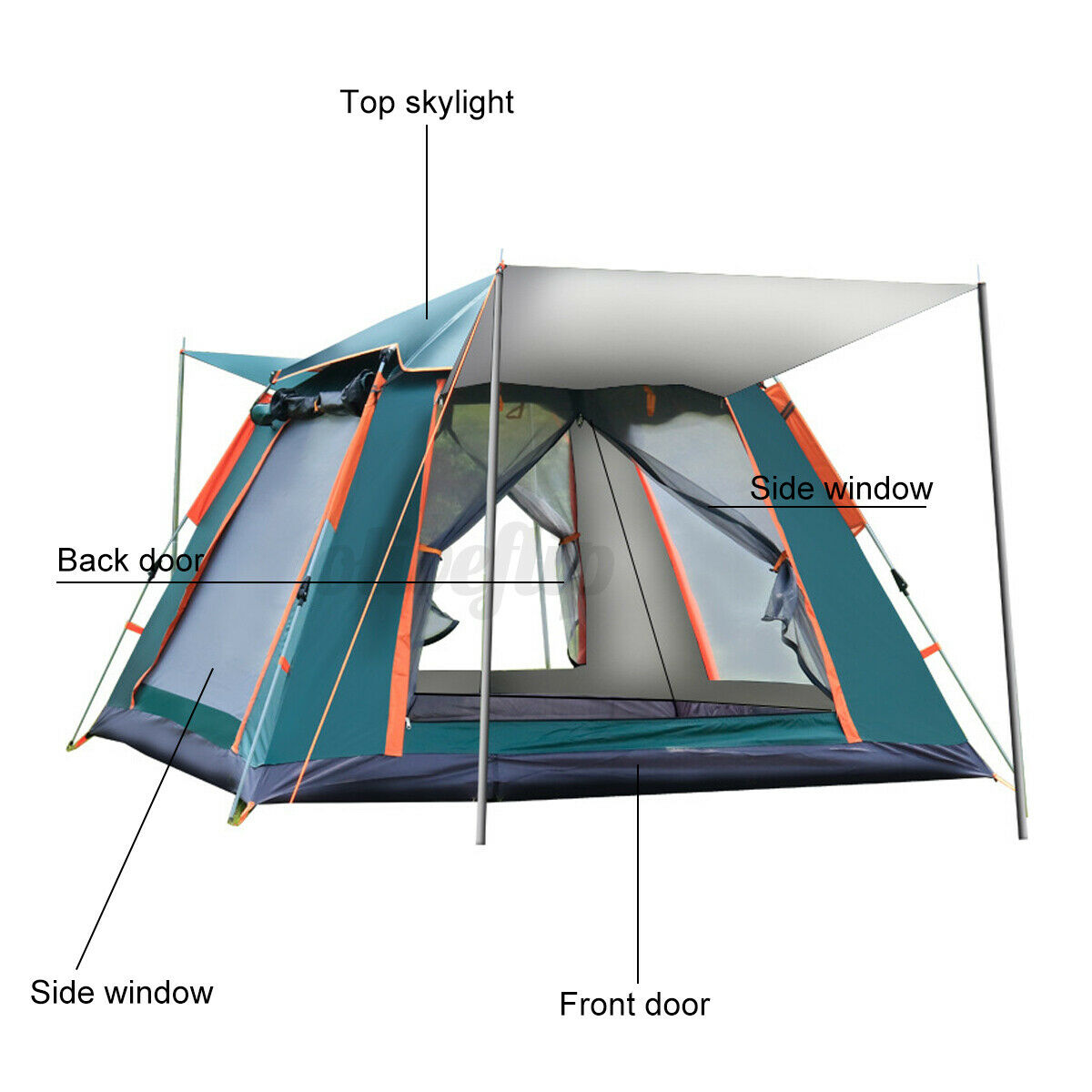 4 People Large Tent Quick Setup Family Tent Outdoor Waterproof Camping Hiking Foldable Folding Tent Double Layer Family Tents