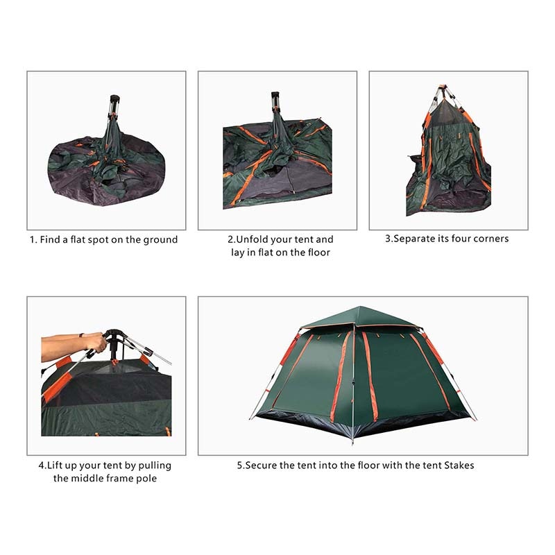 4 People Large Tent Quick Setup Family Tent Outdoor Waterproof Camping Hiking Foldable Folding Tent Double Layer Family Tents