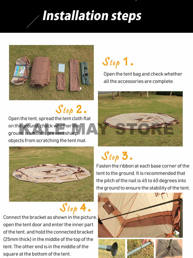 8-10 Person Mongolia Yurt Large Tent Outdoor Waterproof Oxford Family Tent for Self-drive Camping Wild Survival Fishing Picnic