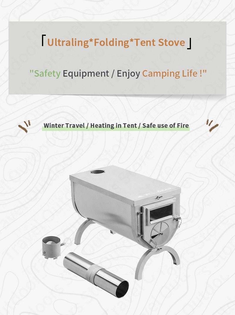 3F UL GEAR Camping Tent Heating Stove Ultralight 1.5kg Foldable Portable Stove 304 Stainless Steel Winter Outdoor Survival