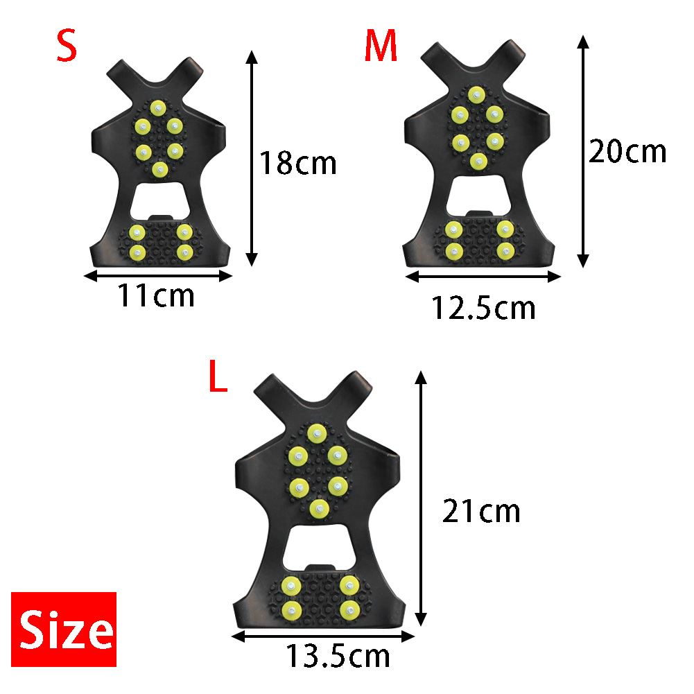 1Pair 10Stud S M L Non Slip Snow Shoe Spikes Winter Anti Slip Ice Grips Cleats Crampons Climbing Outdoor Shoes Cover Crampons