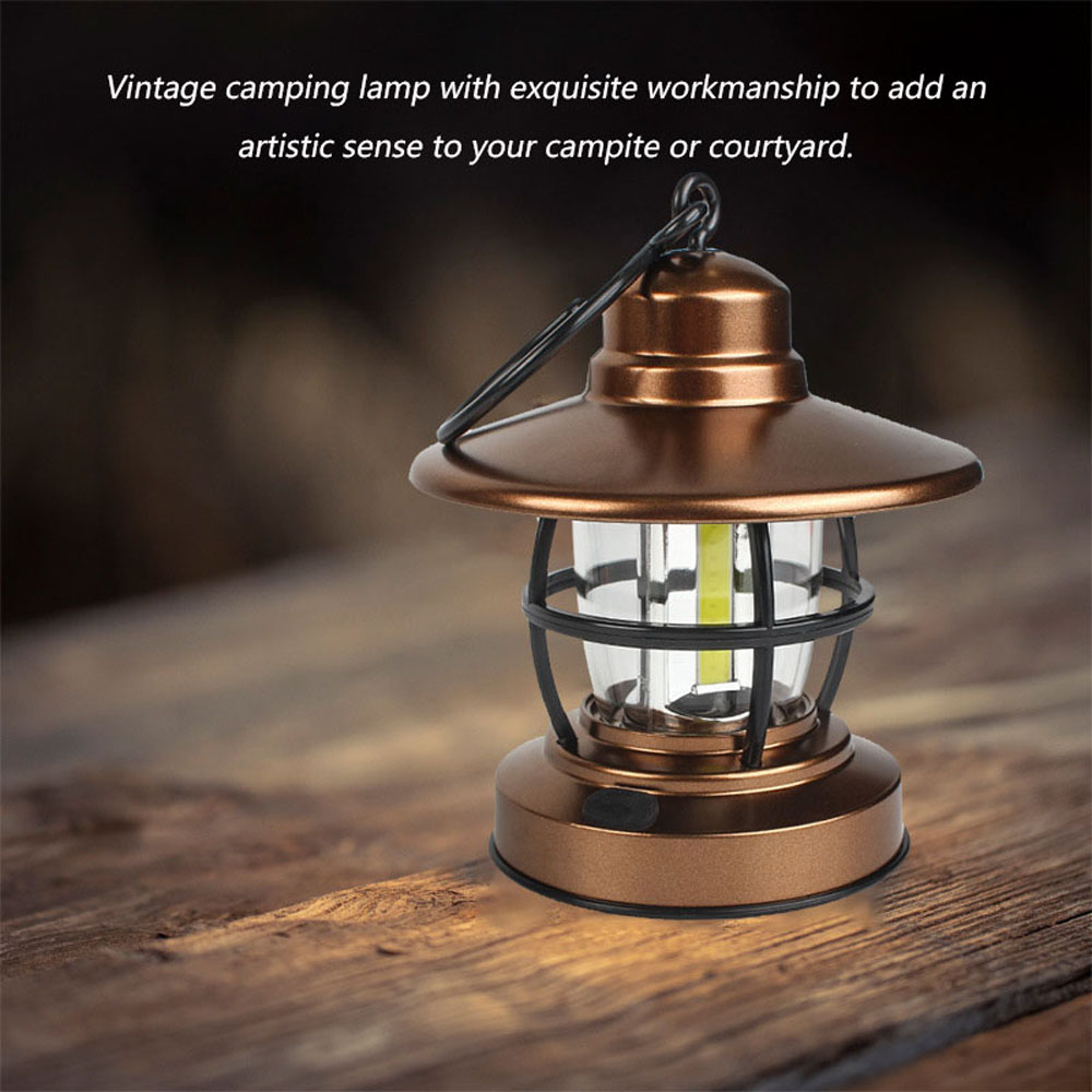 Outdoor COB Camping Lantern Retro Campsite Light