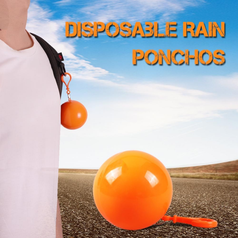 Portable Raincoat Ball Emergency Poncho Unisex Plastic Disposable Camping Hiking Outdoor Tools