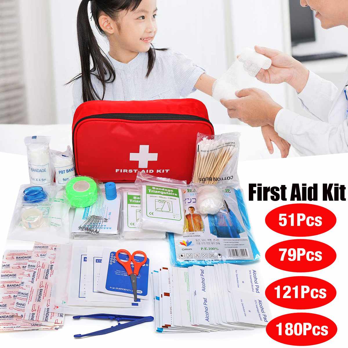 16Pcs-300Pcs Portable First Aid Kit Survival Bag Mini Emergency Bag for Car Home Picnic Camping Travelling Outdoor