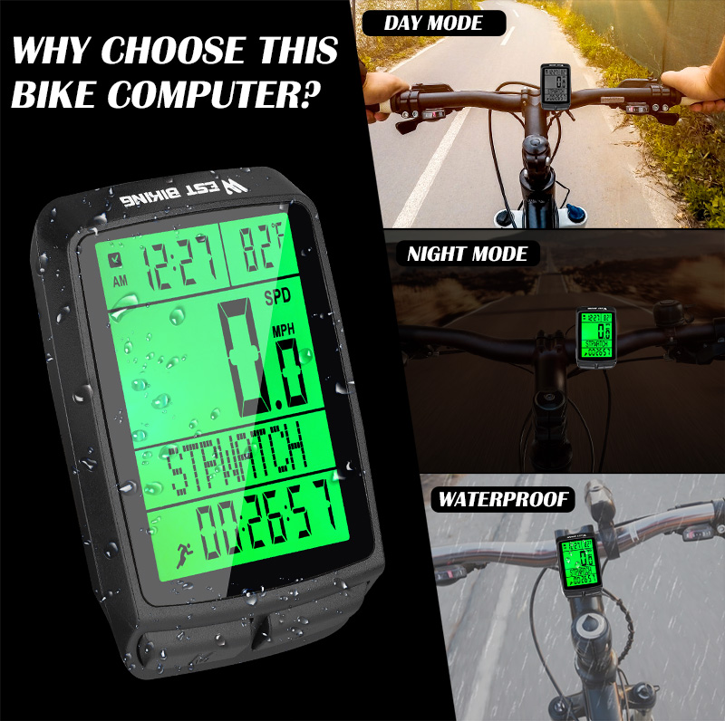 WEST BIKING Waterproof 5 Language Bicycle Computer Wireless Cycling Odometer MTB Bike Stopwatch Watch LED Screen Speedometer