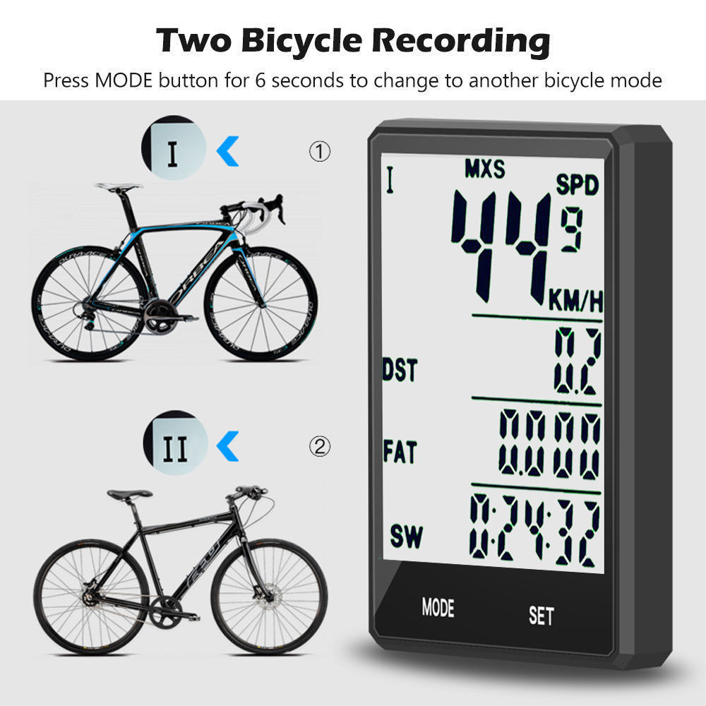 2.8" Bicycle Computer Wireless Wired Bike Computer Rainproof Speedometer Odometer Stopwatch for Cycling Accessories 2.0'' option