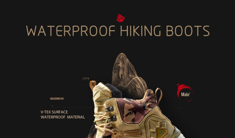 RAX Men Hiking Shoes Mid-top Waterproof Outdoor Sneaker Men Leather Trekking Boots Trail Camping Climbing Hunting Sneakers Women