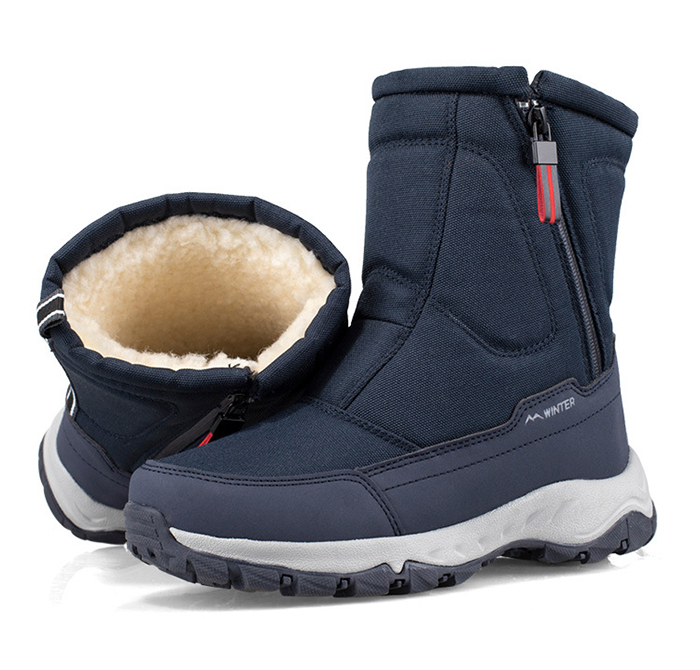 Winter Mens Hiking Boots Couple Snow Boots Plus Velvet Warm Side Zipper Outdoor Casual Short Boots Resistance Men Cotton Shoes