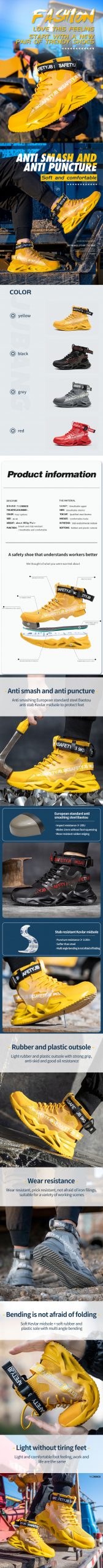 Men Safety Shoes Steel Toe Man Security Boots Anti-smashing Work Men Casual Shoes Shoe Fashion Hiking Boots Work Safety Boots