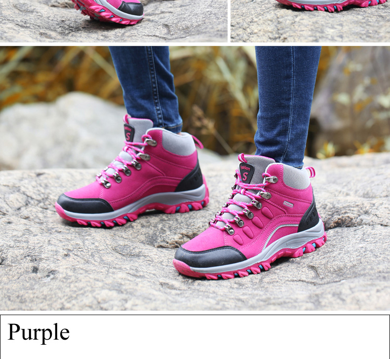 Winter Women Ankle Outdoor Leather Hiking Boots Woman Trekking Shoes Mountain Sneakers Tracking Treking Camping Trecking