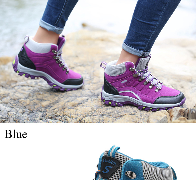 Winter Women Ankle Outdoor Leather Hiking Boots Woman Trekking Shoes Mountain Sneakers Tracking Treking Camping Trecking