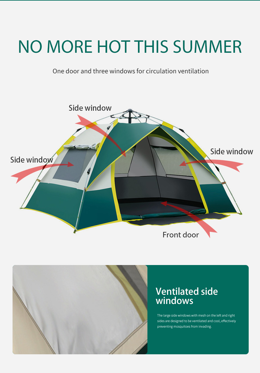 Dual Layer Waterproof Tent Automatic Tent 3-4 Person