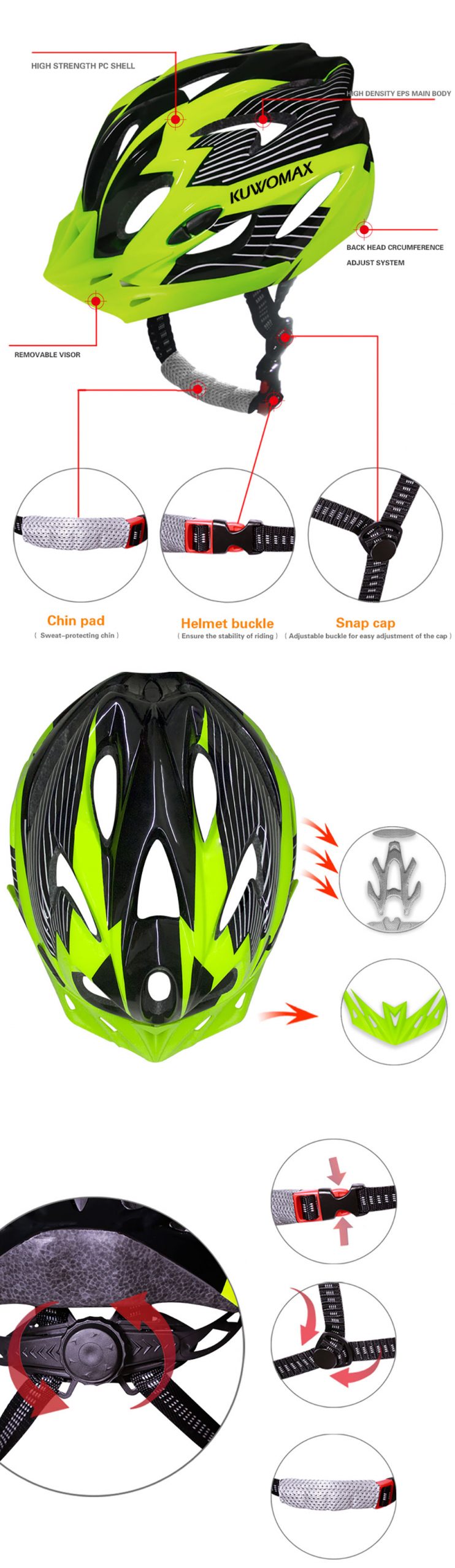 KUWOMAX Ultralight Bicycle Helmet Rider Head Protection