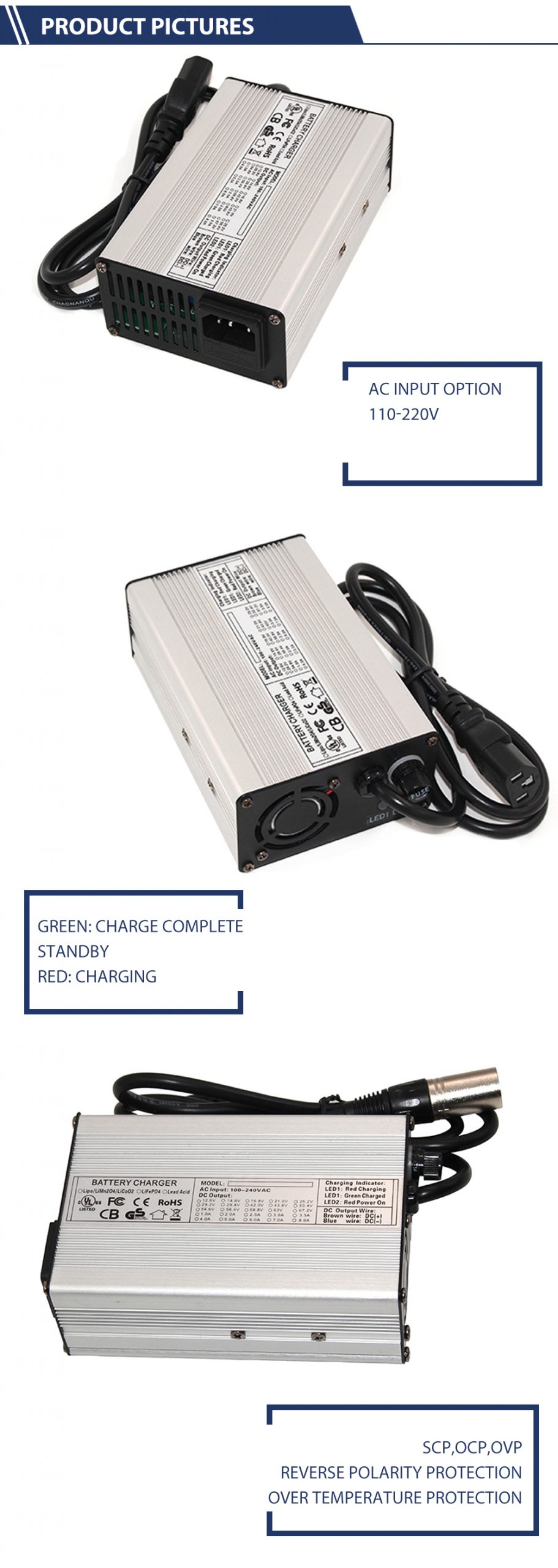 42V 4A Smart Li-ion Battery Charger Output:42V DC Used for 36V electric bike lithium battery pack