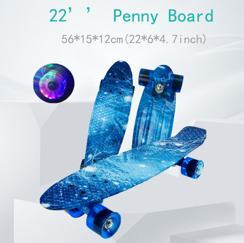 Jusenda Skateboard 22" Mini Kids Penny Board Longboard Skateboard Flashing Wheels Skateboard