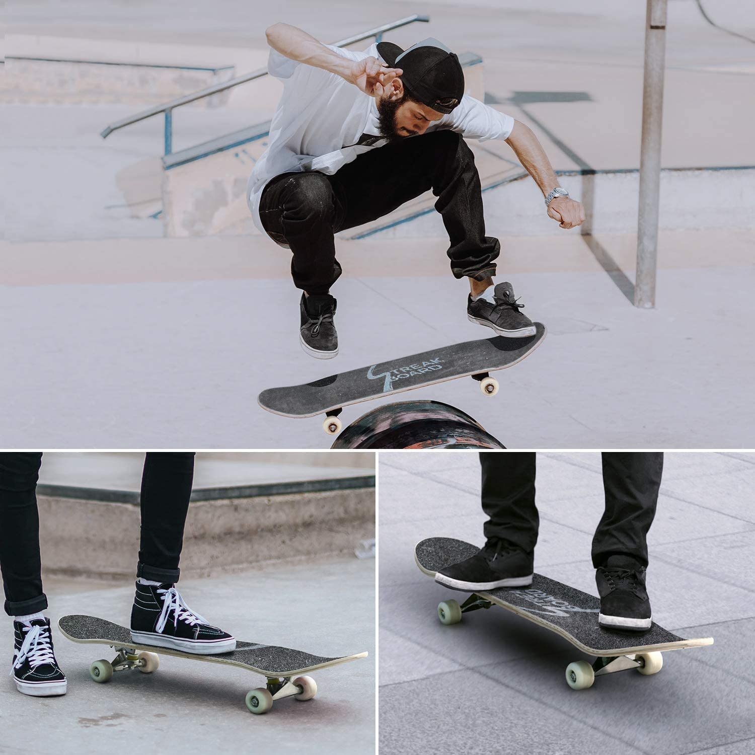 Skateboards Standard Skate Boards Complete for Student 7 Layer Maple Double Kick Concave Skateboard for Kids Youth Teens Adults